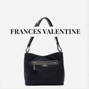 Frances Valentine Large June Nylon Hobo Black Bag w/ 2 Crossbody Straps